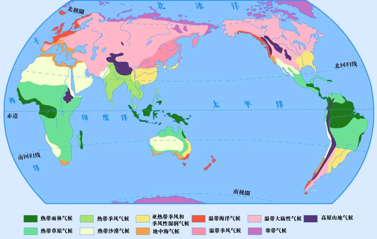 世界气候类型及分布