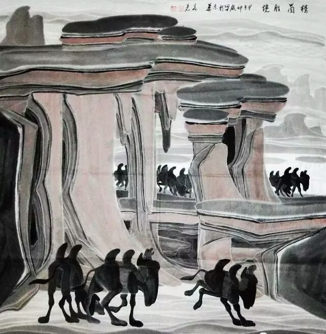 画家舒春光大师的大漠山水画别有风味精选作品