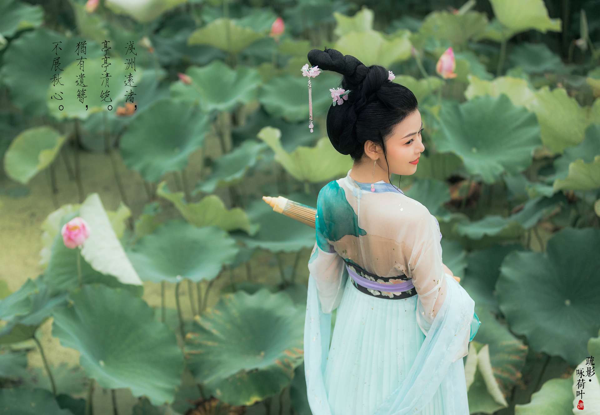 七绝  /荷塘美女
