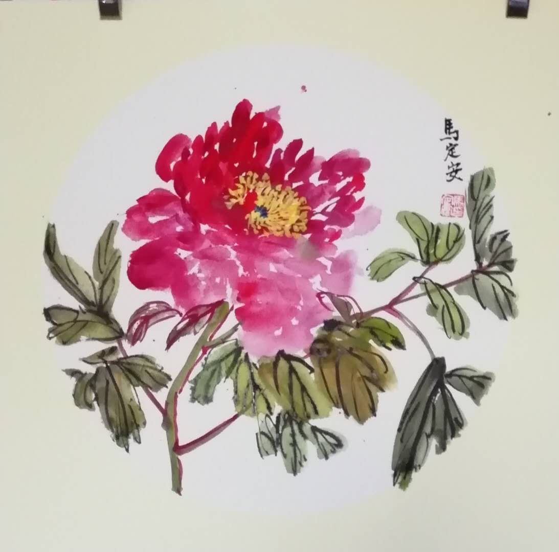 马定安写意国画花卉扇面卡纸制作镜框部分作品展示 委