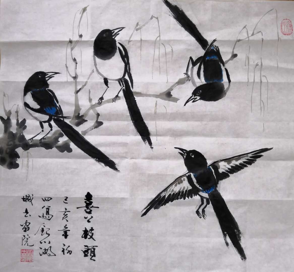 欢趣. 到处莺歌燕语.