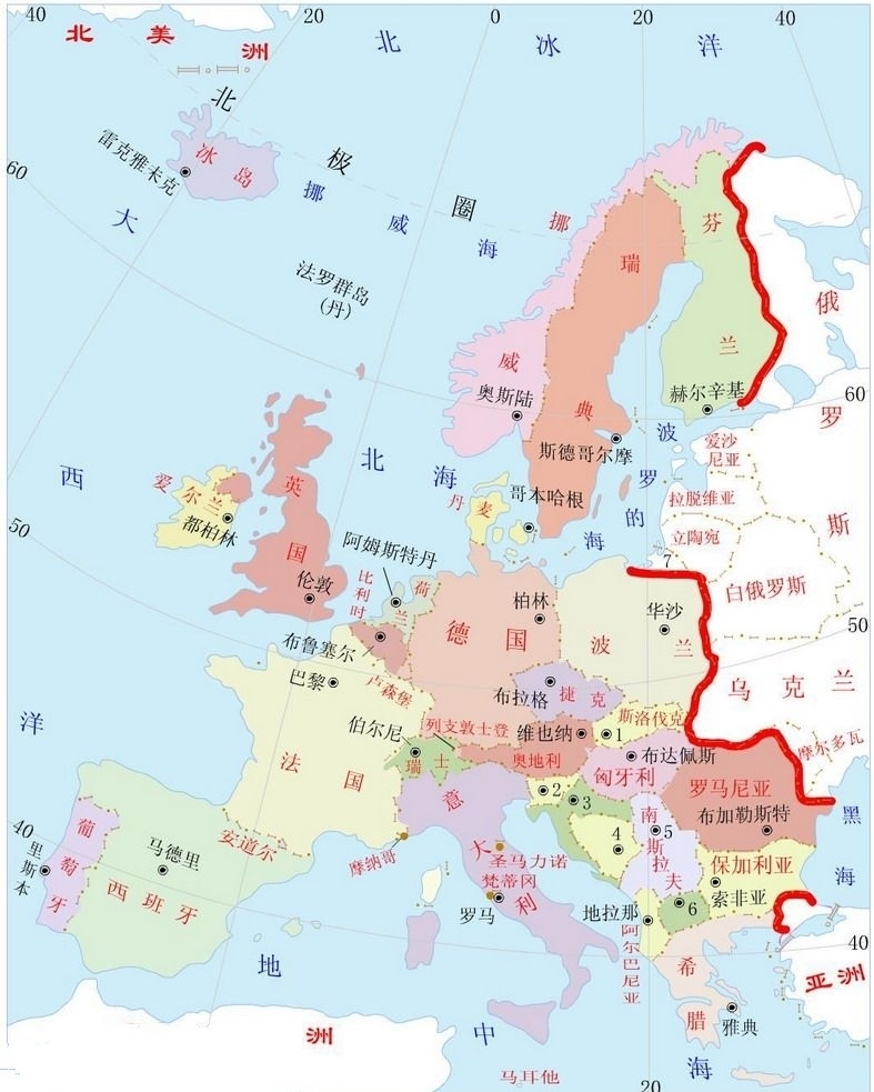 欧洲国家地理位置速记