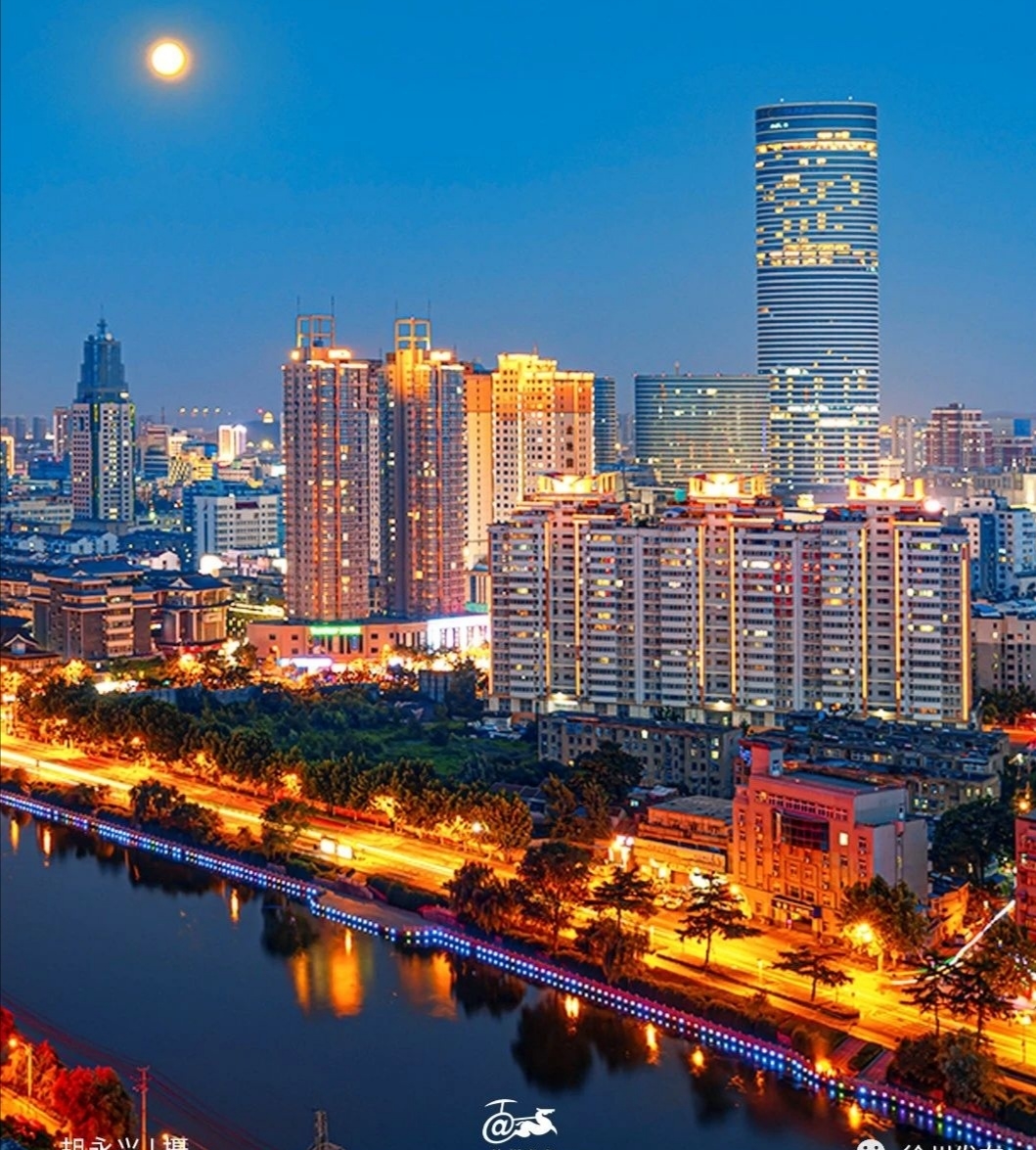 魅力四射的徐州市中心夜景,灯光灿烂!