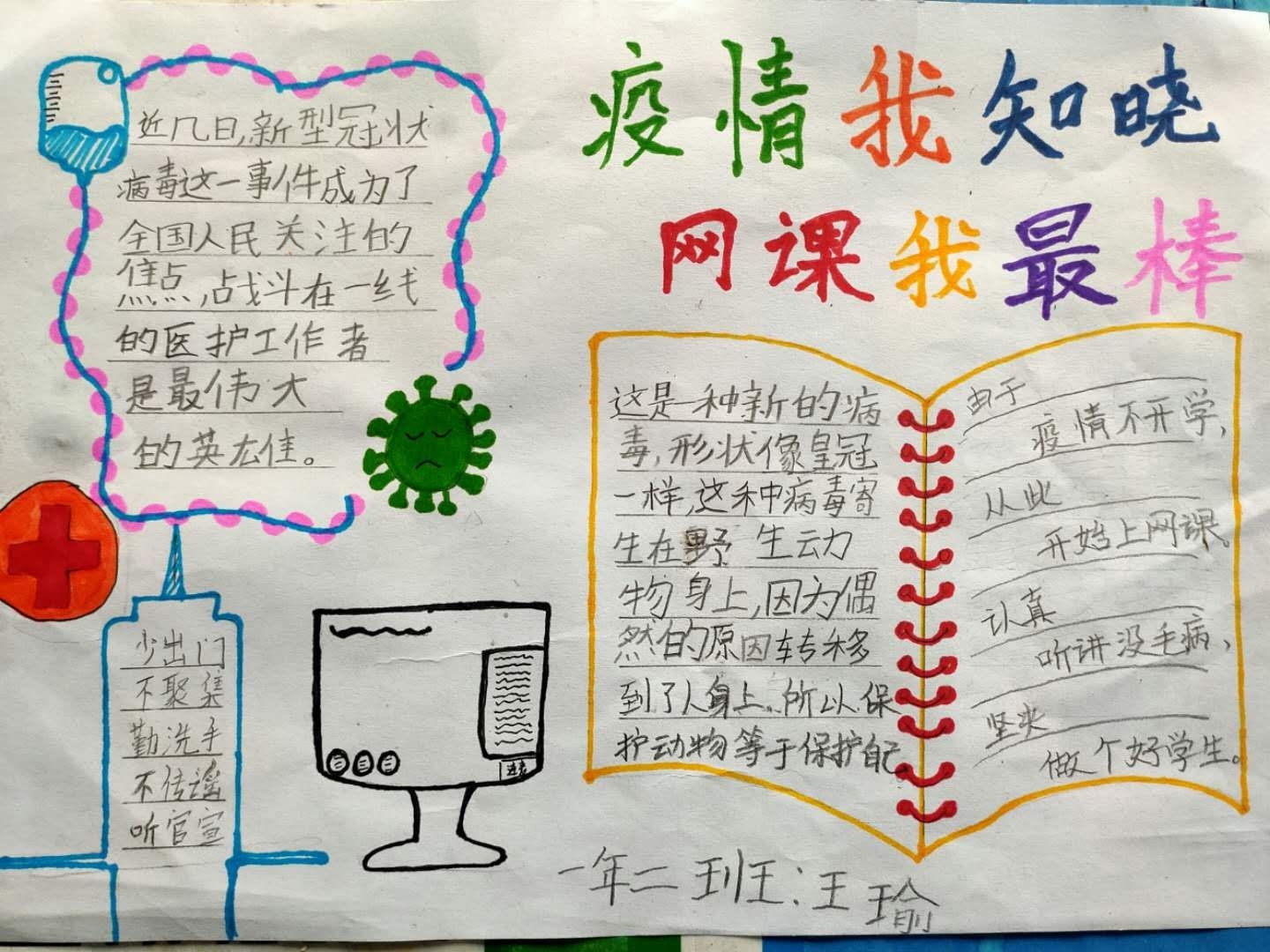 疫情我知晓 网课我最棒—第三小学一年二班"五一"劳动节手抄报活动