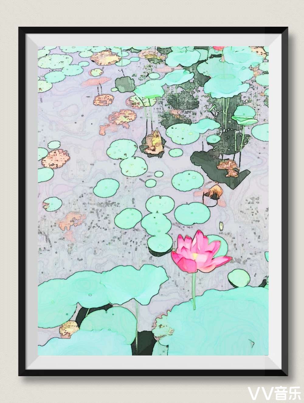 画意水粉荷花.