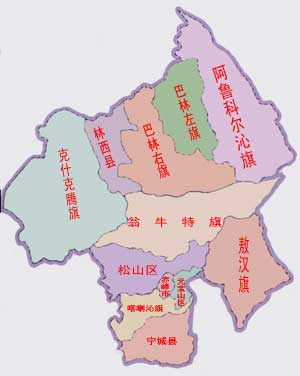 "赤峰"是蒙古语"乌兰哈达"的汉译,因城区东北赤峰市地图; 内蒙古自治