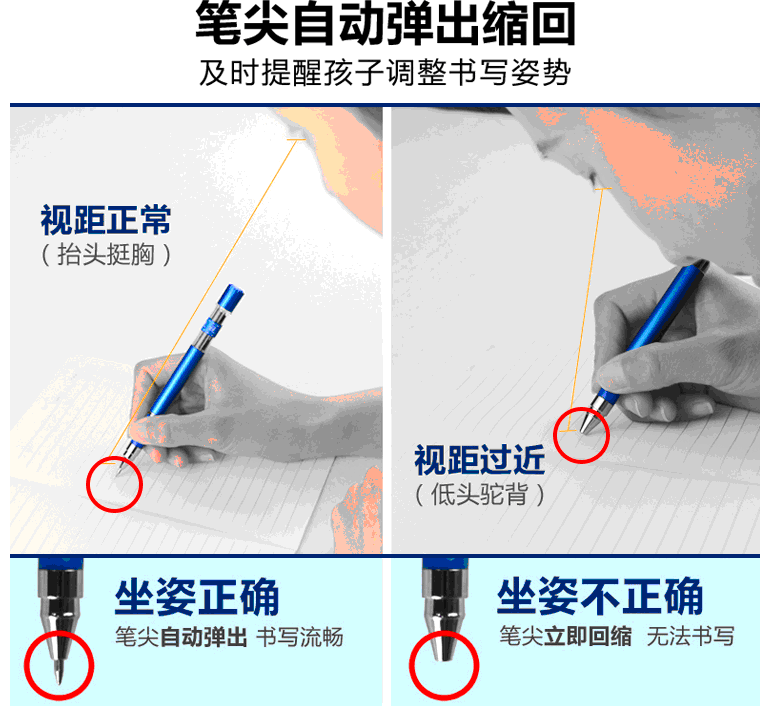 一笔三用:铅笔,圆珠笔,碳素笔15:防近视,防驼背,正坐姿,纠握姿!