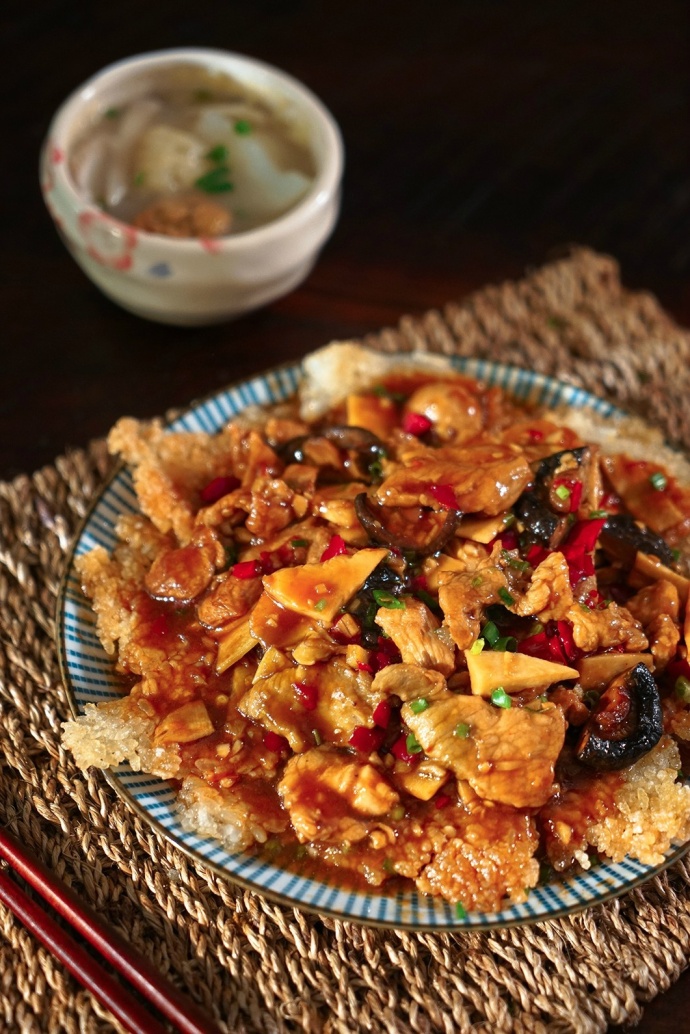 当锅巴遇上肉片