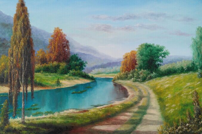 空灵仙境作者夜笛诵读编辑油画蓝色多瑙河