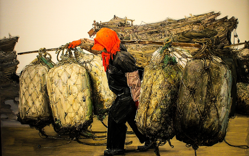 《夕阳颂歌》 作者:李传真油画《大山的节日》 作者:曹本健油画《最美