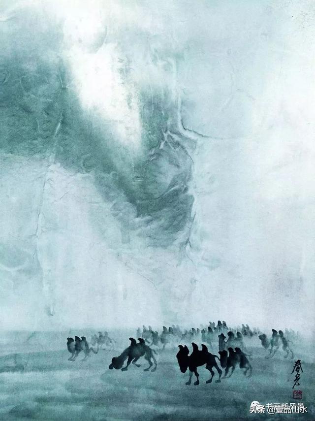 舒春光擅长描绘以楼兰胜景为表现对象的水墨画,以天山,戈壁,大漠等