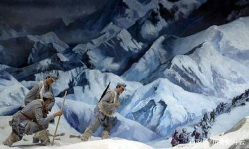 大雪很快地覆盖了军需处长的身体,他变成了一座晶莹的碑.