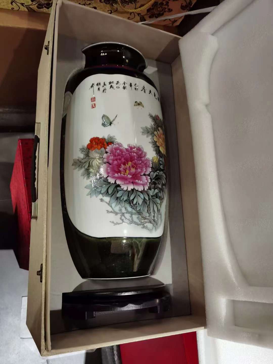 张松茂大师作品《出塞牡丹》富贵瓶景德镇陶瓷瓶