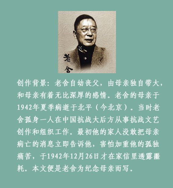老舍我的母亲节选