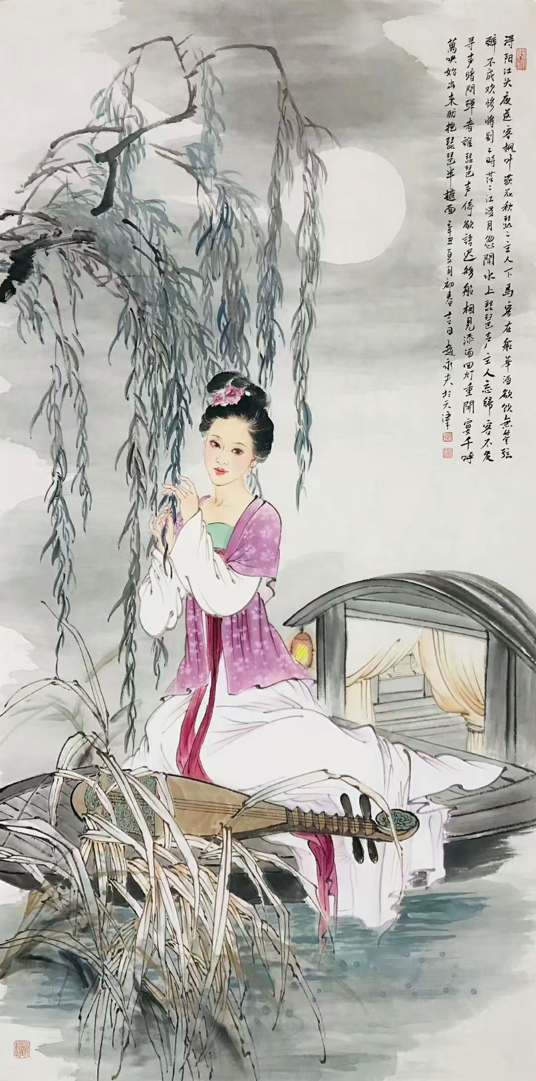 著名青年画家赵永夫工笔画欣赏,擅长仕女图工笔花鸟