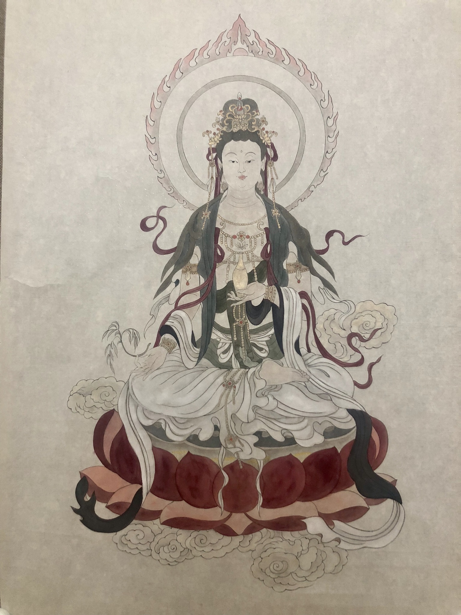 灵谷山房工笔手绘佛像系列课程第4期文殊菩萨像