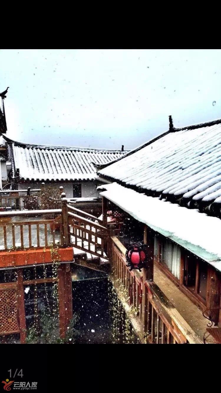 丽江古城雪景图片