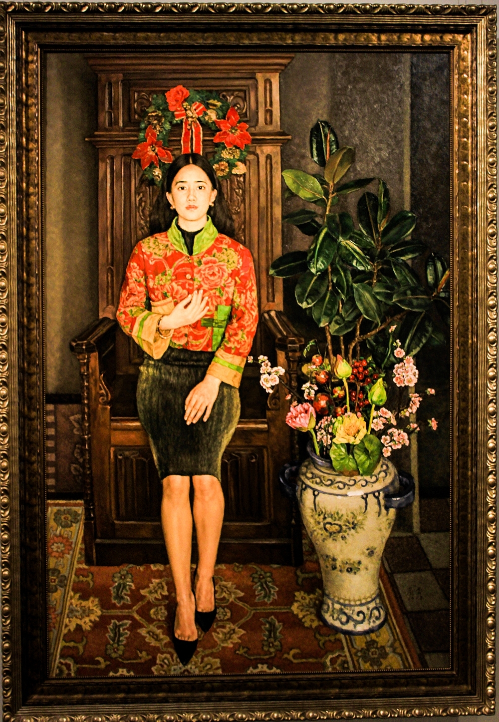 《夕阳颂歌》 作者:李传真油画《大山的节日》 作者:曹本健油画《最美