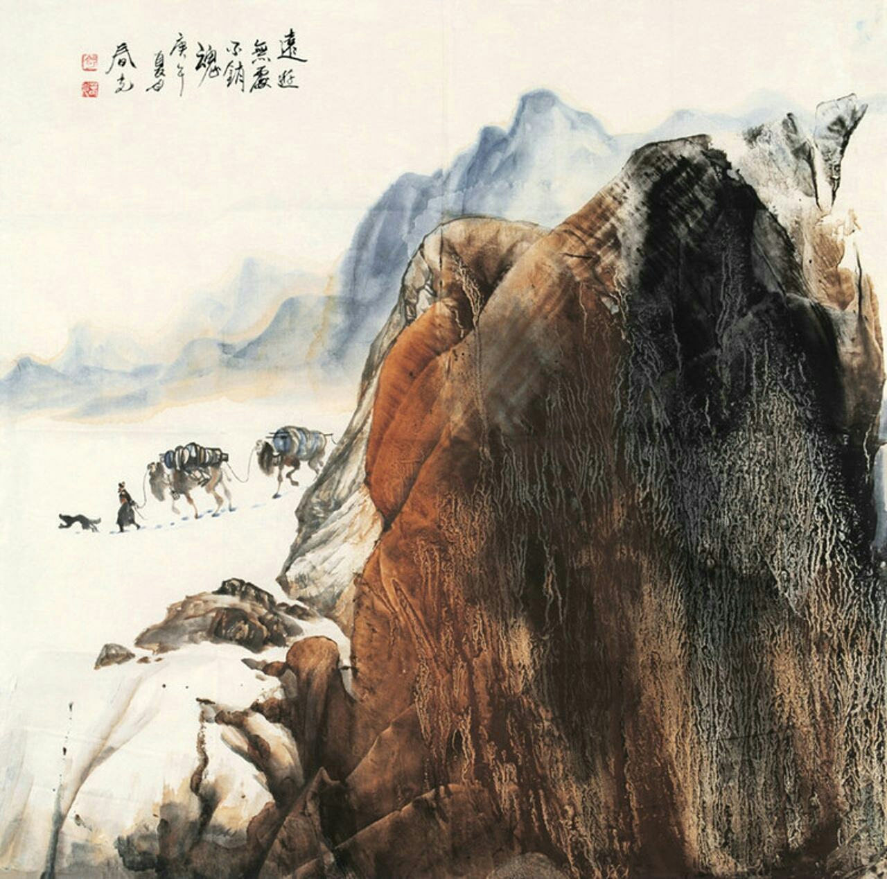 画家舒春光大师的大漠山水画别有风味精选作品