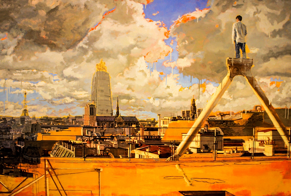 中国画《夕阳颂歌》 作者:李传真油画《大山的节日》 作者:曹本健油画