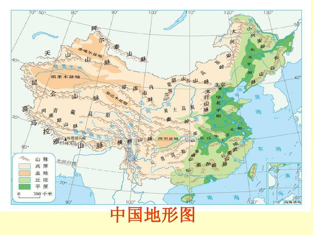 在地形地图上会有不同颜色区块,代表着不同类型的地貌类型.