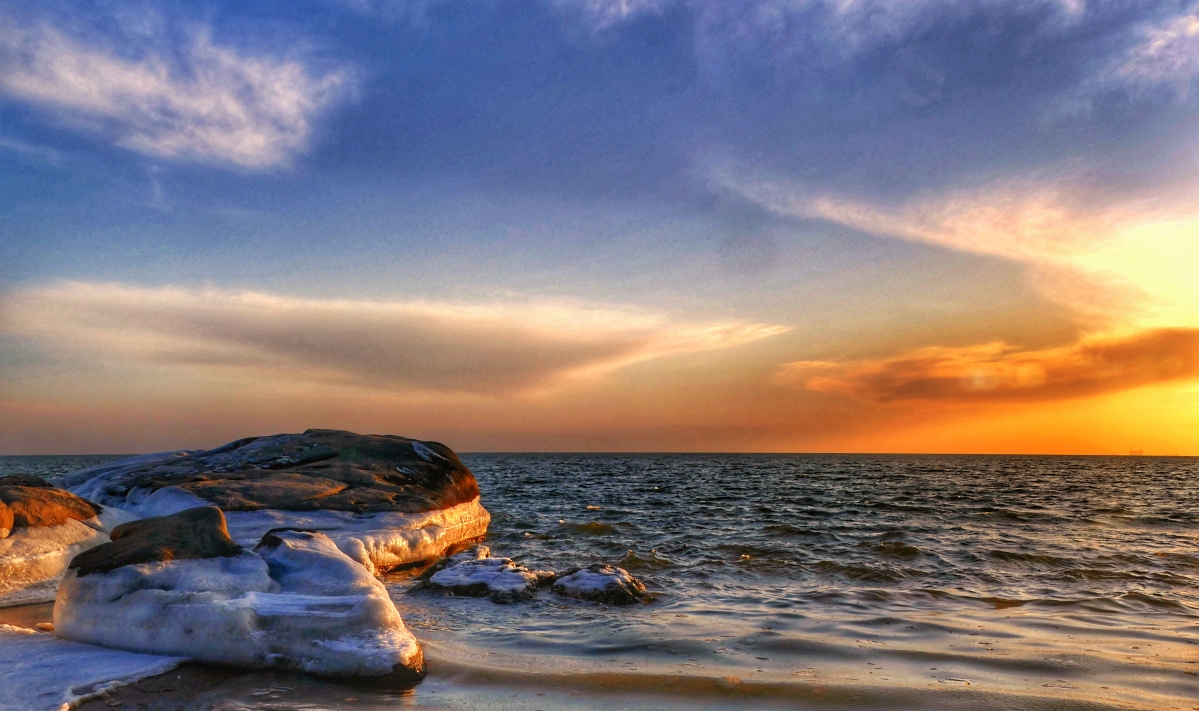 老虎石海上公园观晚霞