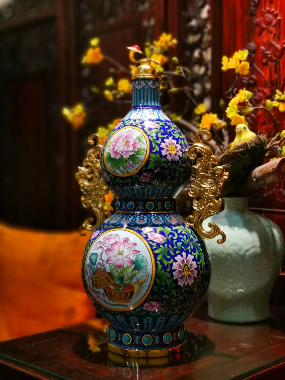 戴嘉林大师创作景泰蓝吉祥福禄作品