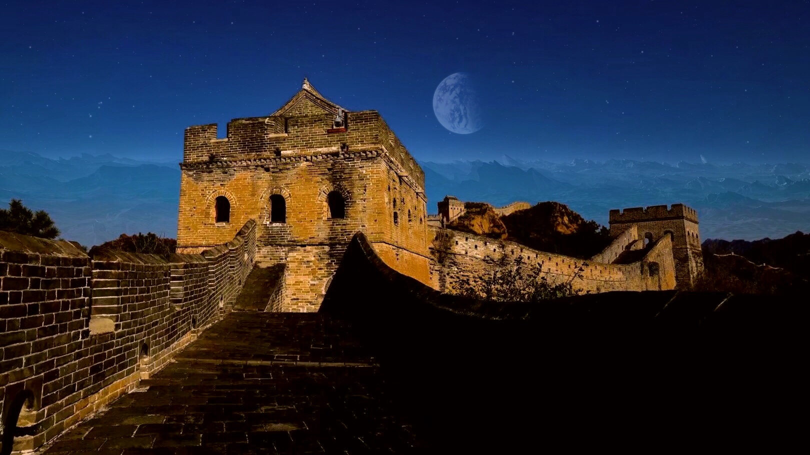 霞光溢彩照耀巨龙叱咤风云威风凛凛,跌宕起伏万山之中,蜿蜒曲折催风