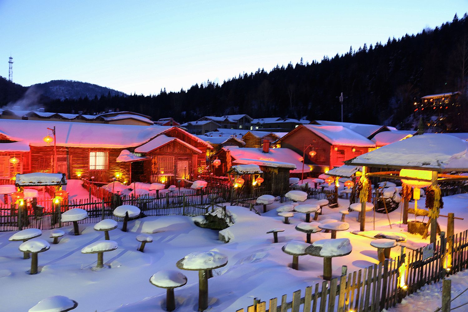 摄友在哈尔滨陶老师的带领下来到黑龙江大海林雪乡拍摄向往以久的雪景