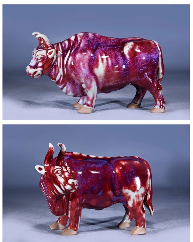 张怀强大师五牛纳祥钧瓷套组赠送传世名作五牛图工艺画