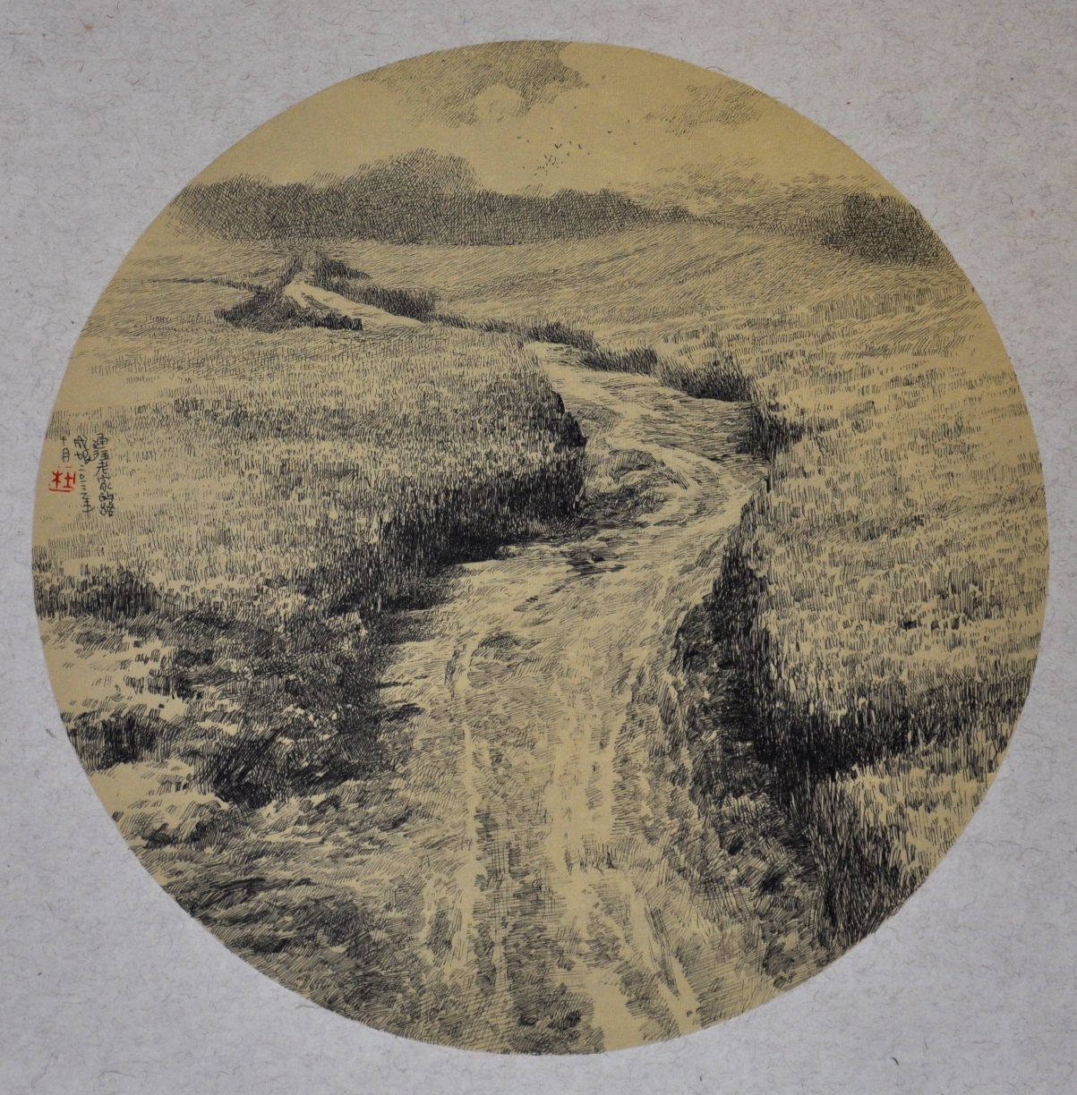 我觉得新钢笔画小品圆光的画法更讲究构图美,它需要在有限的空间里