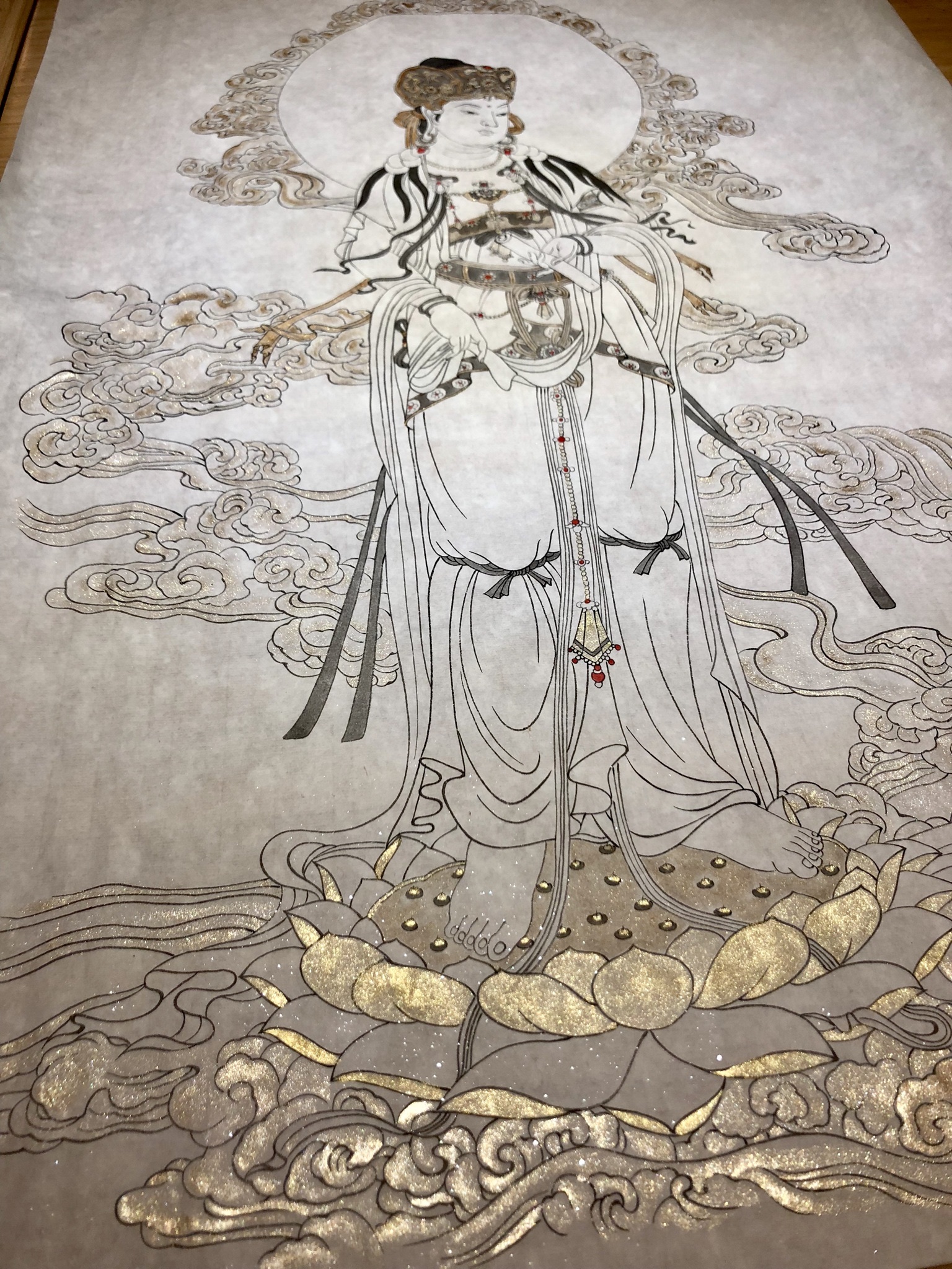 灵谷山房工笔手绘佛像系列课程第4期文殊菩萨像