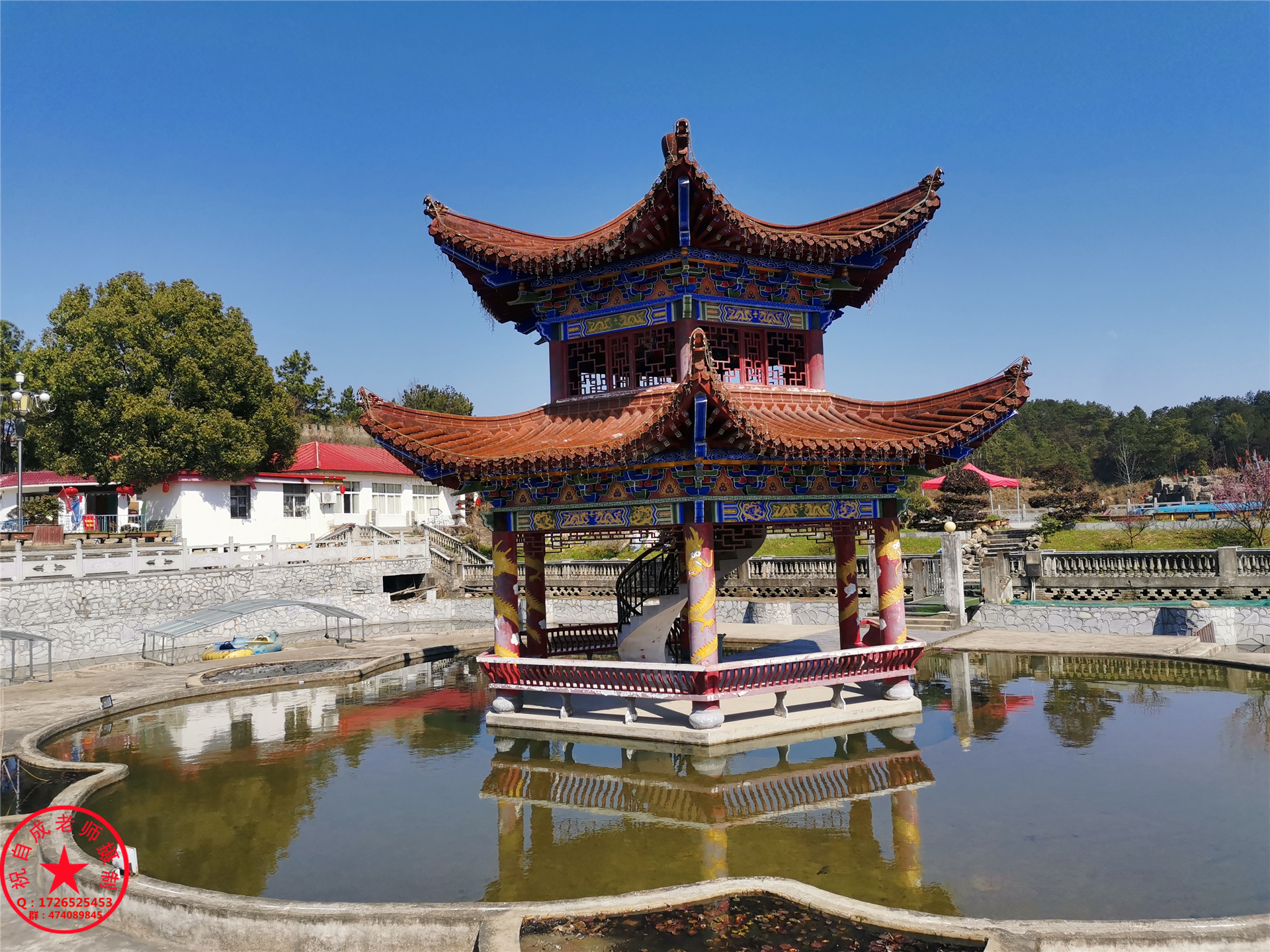 航拍蕲春县三江风景区