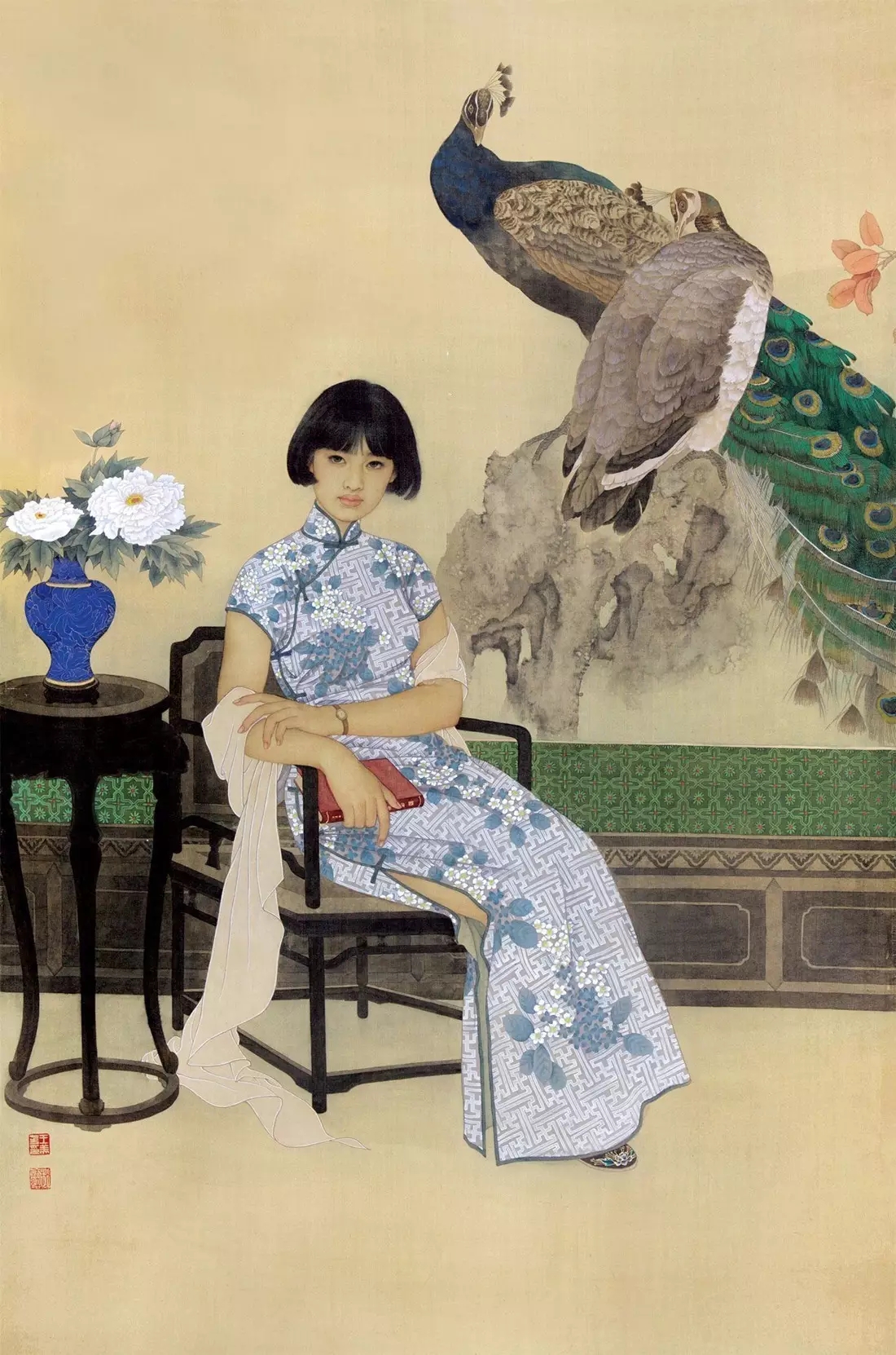 工笔仕女画人物优美,画面唯美,雅俗共赏