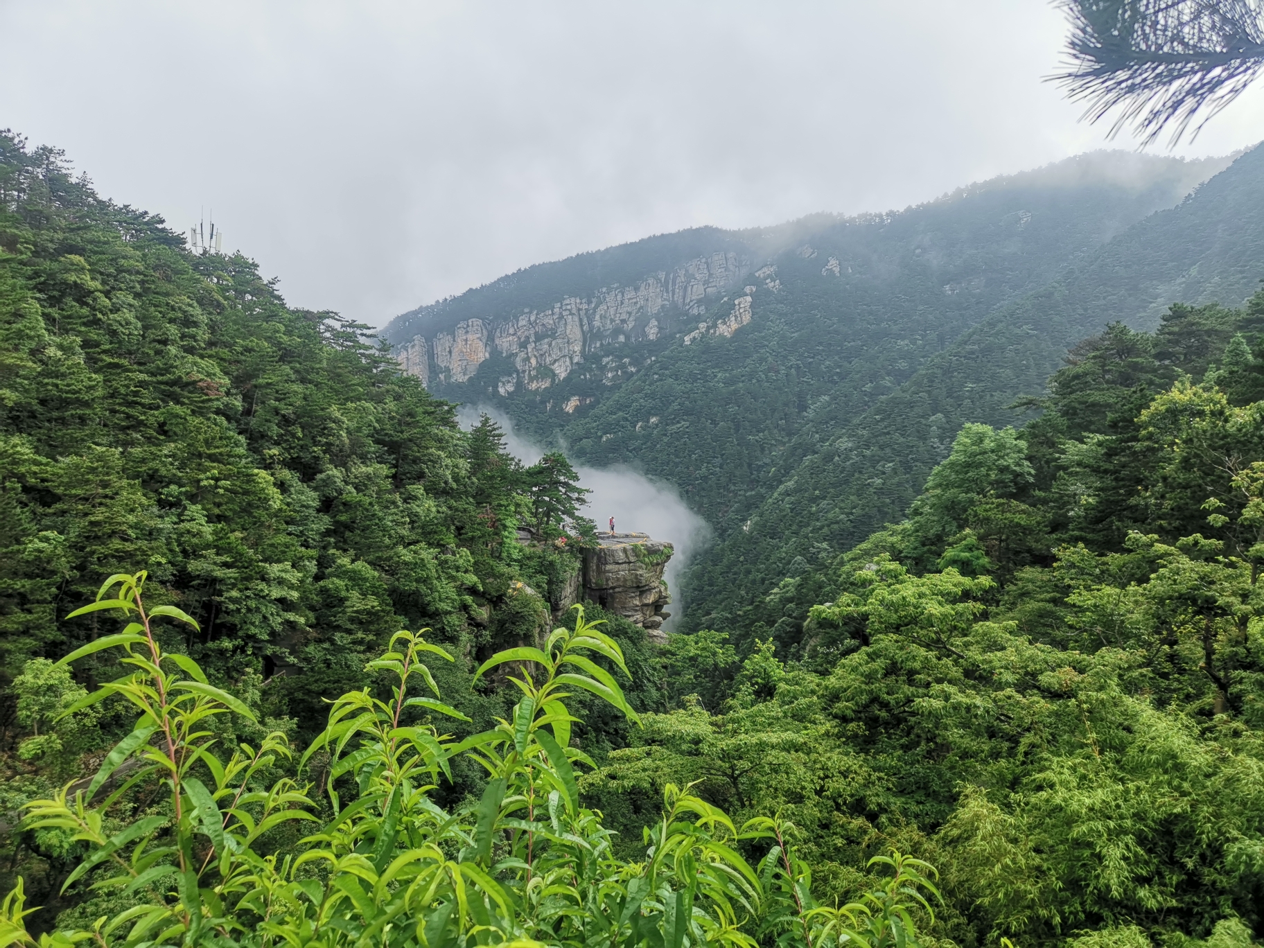 庐山仙人洞景区乱云飞渡继而冒雨前行