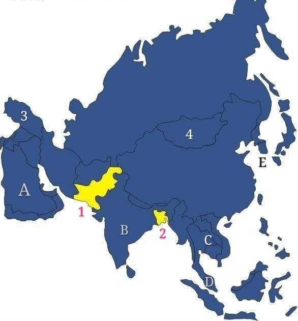 亚洲国家的位置与国旗