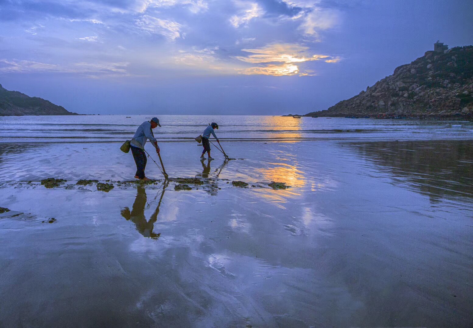 滩涂旅游摄影圣地霞浦之北兜沙滩日出