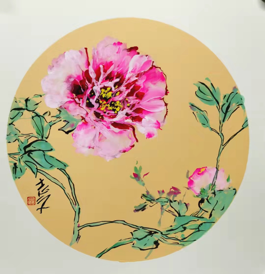 【首发】世界第一牡丹画家张志文《牡丹画》三