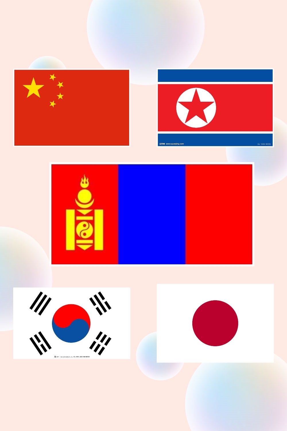 辨认各国位置与国旗亚洲